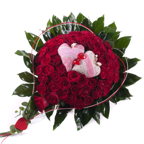 Szív vörös rózsák szívecskék